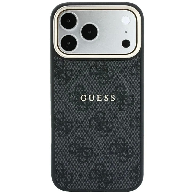 Dėklas Guess PU Leather 4G Gold Frame Embossed MagSafe Apple iPhone 18 Pro juodas