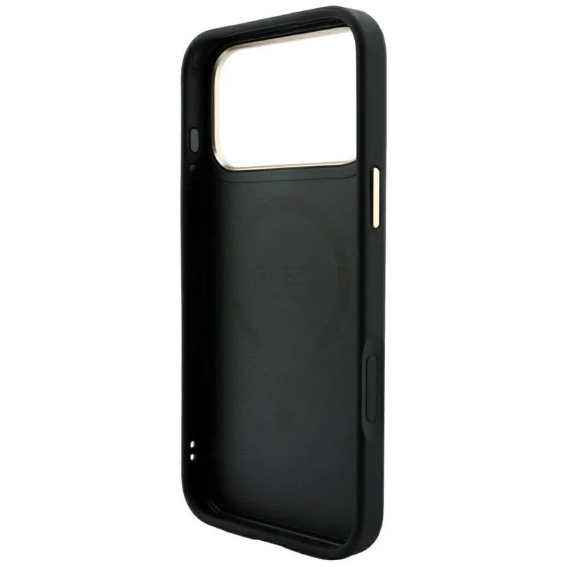 Dėklas Guess PU Leather 4G Gold Frame Embossed MagSafe Apple iPhone 18 Pro juodas