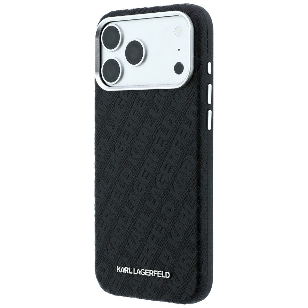 Dėklas Karl Lagerfeld PU Grained Allover Semi Wrap MagSafe Apple iPhone 18 Pro juodas