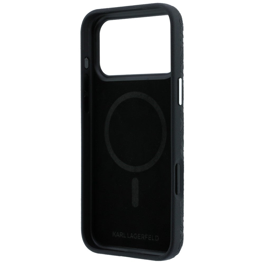 Dėklas Karl Lagerfeld PU Grained Allover Semi Wrap MagSafe Apple iPhone 18 Pro juodas