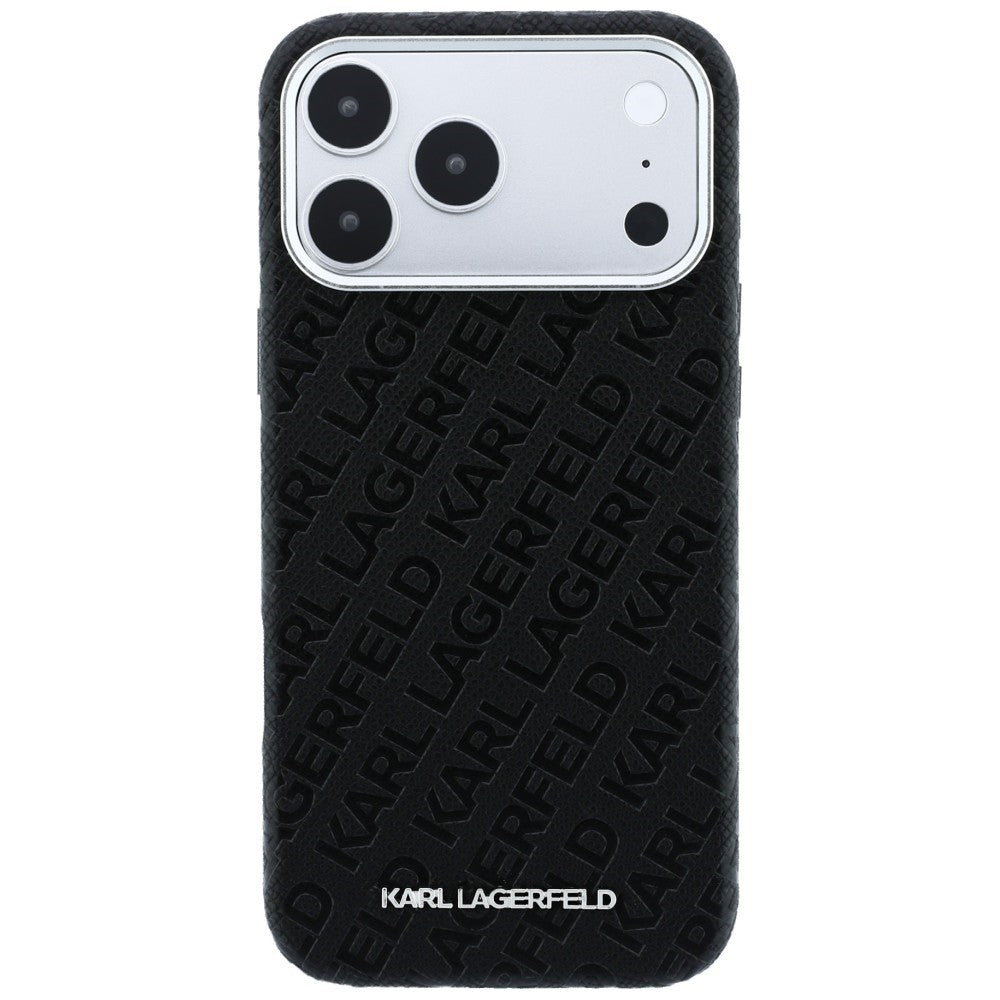 Dėklas Karl Lagerfeld PU Grained Allover Semi Wrap MagSafe Apple iPhone 18 Pro Max juodas