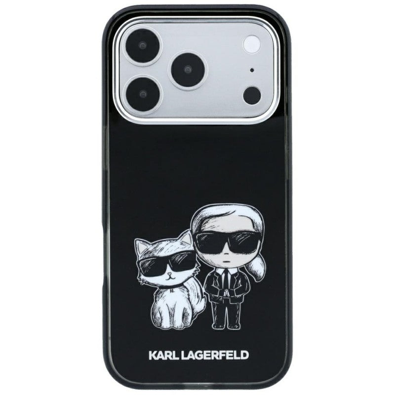 Dėklas Karl Lagerfeld PU Semi Wrap Smooth Sketch Bodies MagSafe Apple iPhone 18 Pro juodas