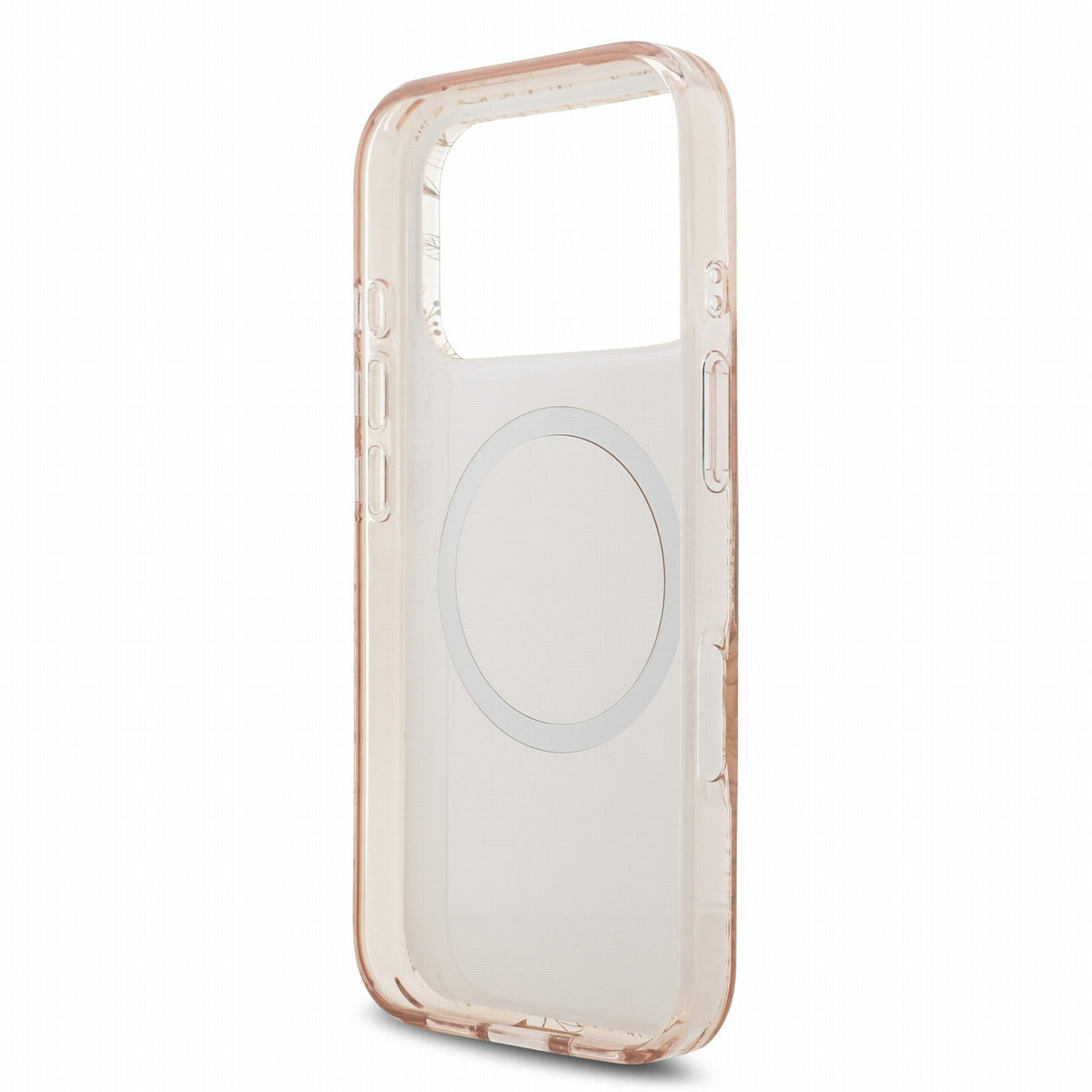 Dėklas Guess IML Flowers Allover Strap MagSafe Apple iPhone 18 Pro rožinis