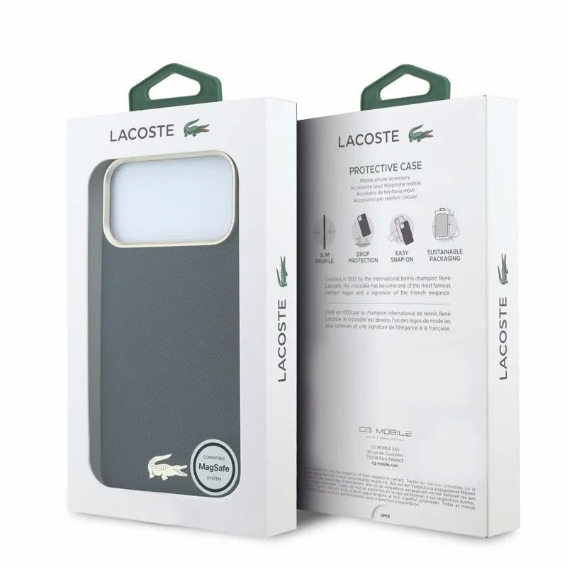 Dėklas Lacoste PU Leather Champs Elysees Gold Logo MagSafe Apple iPhone 18 Pro Max