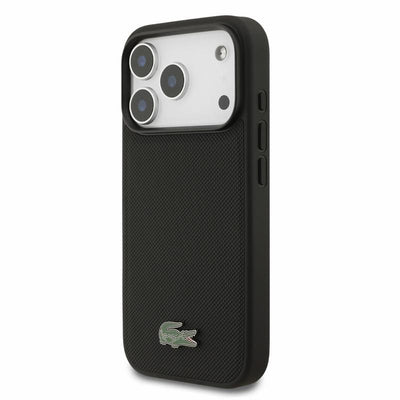 Dėklas Lacoste PVC Iconic Petit Pique Metal Logo MagSafe Apple iPhone 18 Pro juodas