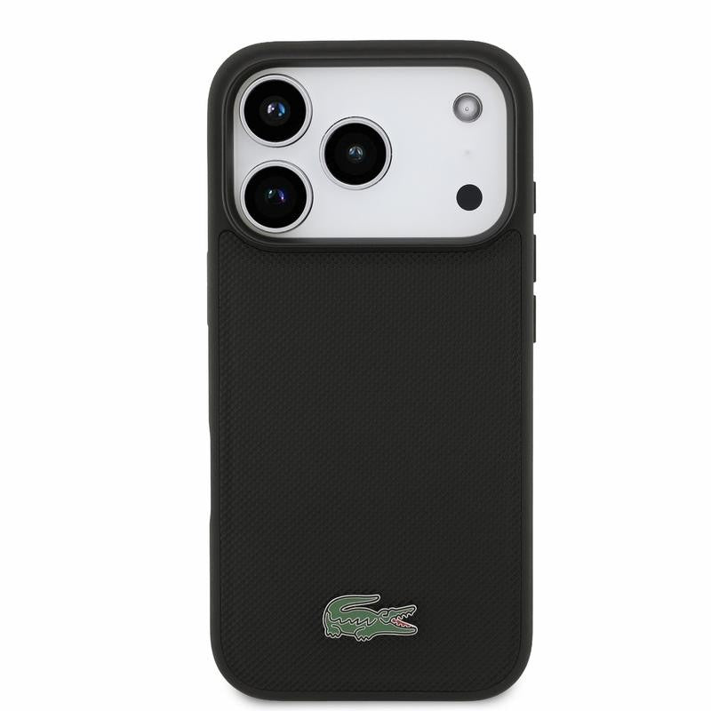 Dėklas Lacoste PVC Iconic Petit Pique Metal Logo MagSafe Apple iPhone 18 Pro juodas