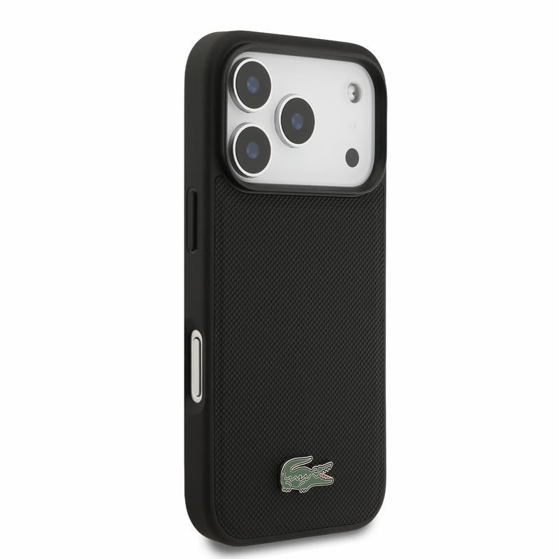 Dėklas Lacoste PVC Iconic Petit Pique Metal Logo MagSafe Apple iPhone 18 Pro juodas