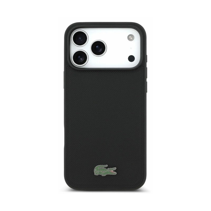 Dėklas Lacoste PVC Petit Pique Semi Wrap Embossed MagSafe Apple iPhone 18 Pro juodas