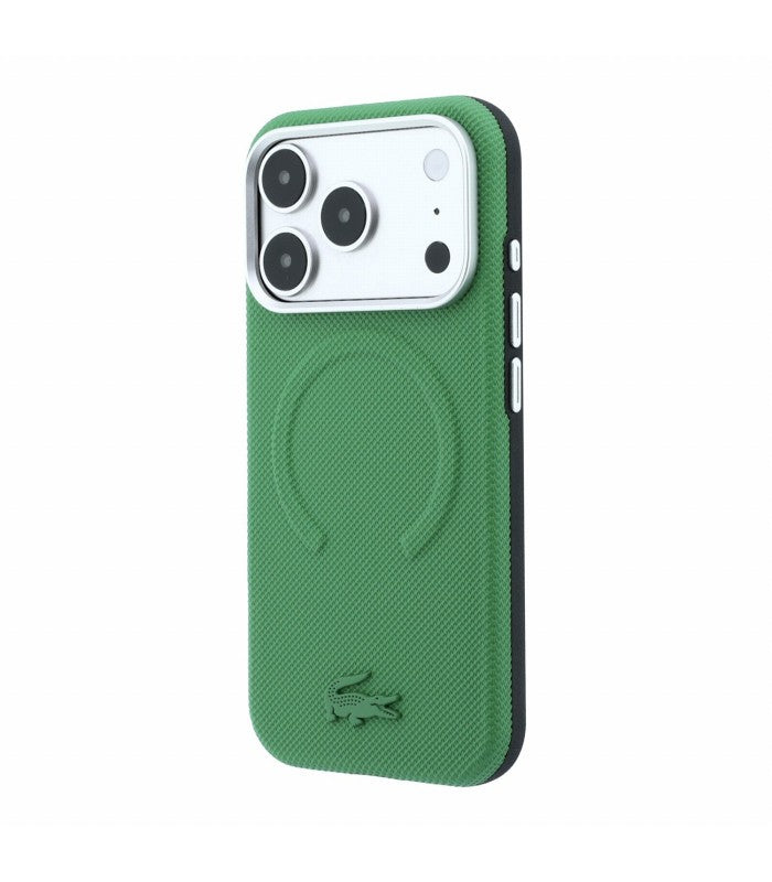 Dėklas Lacoste PVC Petit Pique Semi Wrap Embossed MagSafe Apple iPhone 18 Pro Max žalias