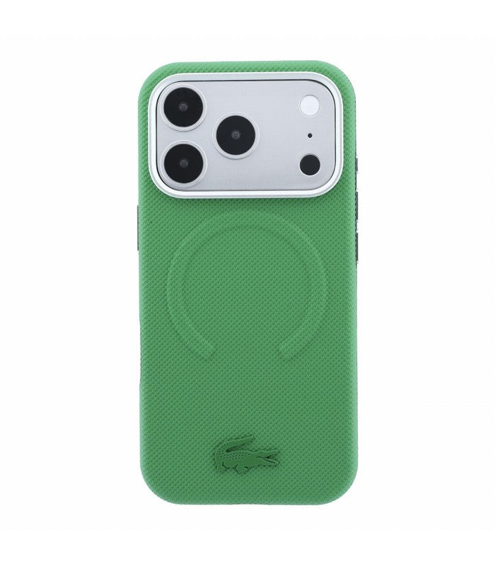 Dėklas Lacoste PVC Petit Pique Semi Wrap Embossed MagSafe Apple iPhone 18 Pro Max žalias
