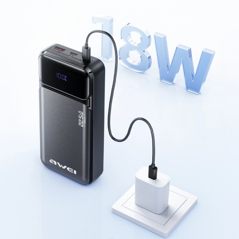 Išorinė baterija Power Bank Awei PA-92 22.5W 20000mAh juoda