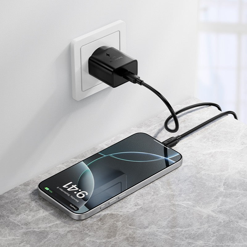 Įkroviklis Hoco N76 25W USB-C + USB-C to USB-C cable 1.0m juodas