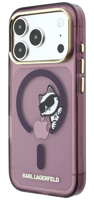 Dėklas Karl Lagerfeld IML Choupette Peekaboo MagSafe Apple iPhone 18 Pro Max tamsiai raudonas