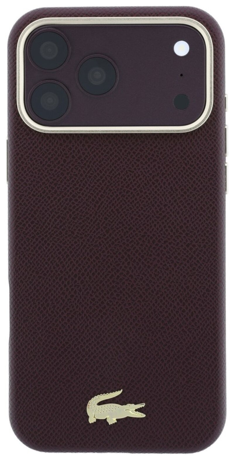 Dėklas Lacoste PU Leather Champs Elysees Gold Logo MagSafe Apple iPhone 18 Pro tamsiai raudonas