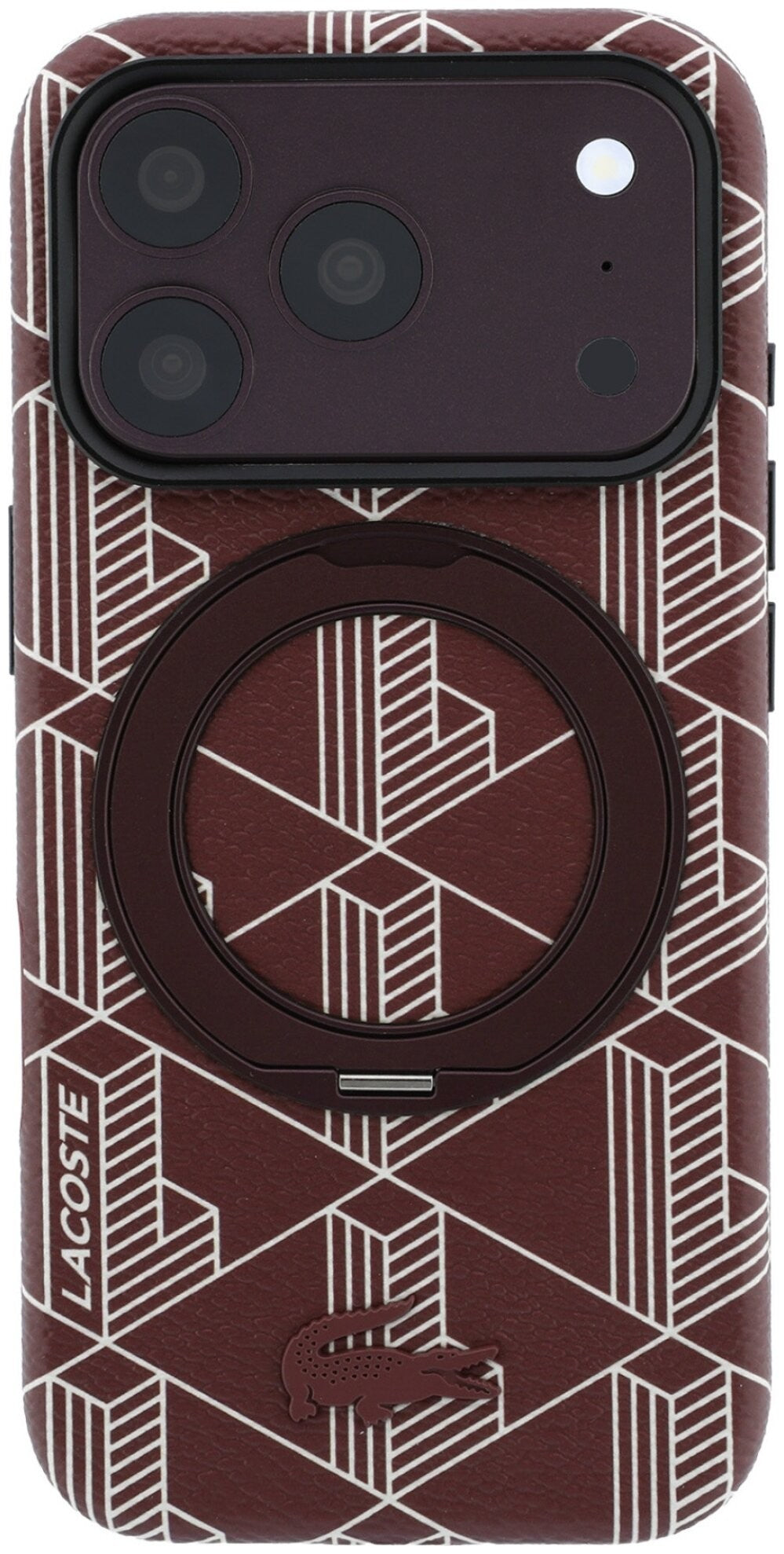 Dėklas Lacoste PVC Semi Wrap Blend Ring Stand MagSafe Apple iPhone 18 Pro Max tamsiai raudonas