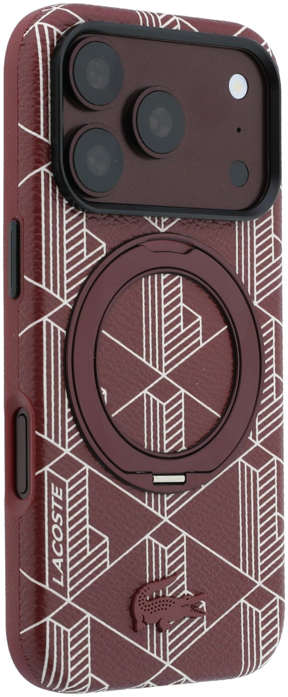 Dėklas Lacoste PVC Semi Wrap Blend Ring Stand MagSafe Apple iPhone 18 Pro Max tamsiai raudonas