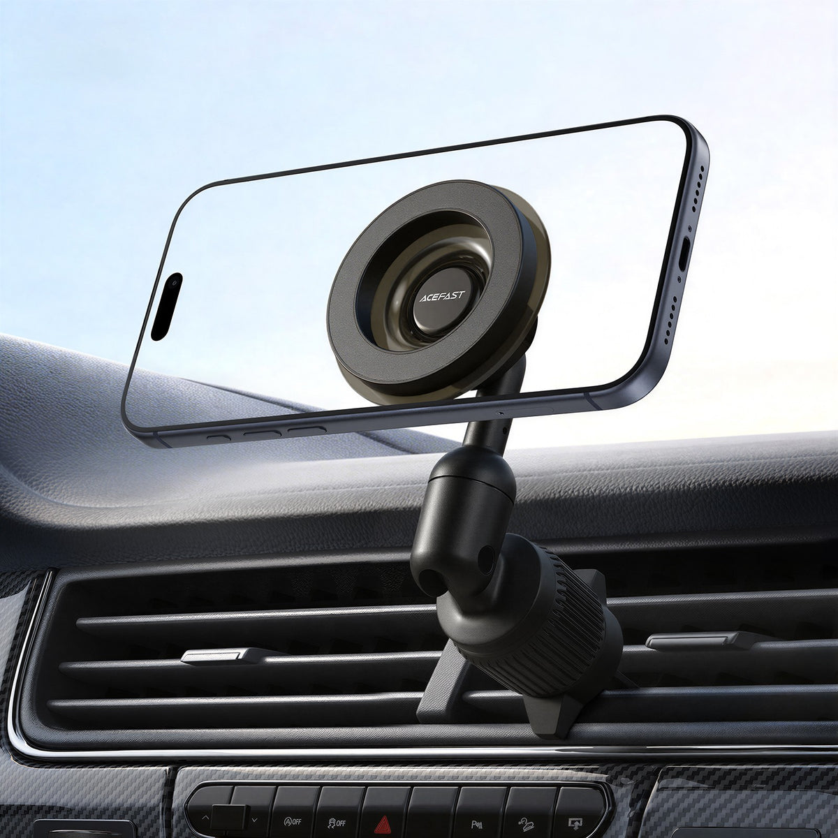 Automobilinis telefono laikiklis Acefast D68 MagSafe (air vent) juodas