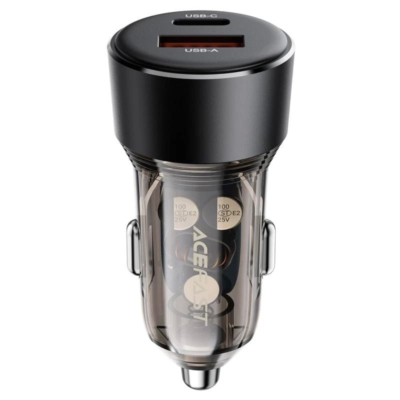 [Pažeista pakuotė] Automobilinis įkroviklis Acefast B12 60W USB-C/USB-A juodas