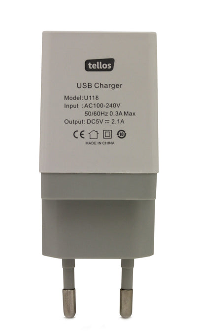 Įkroviklis Tellos su USB jungtimi U118 (2.1A)