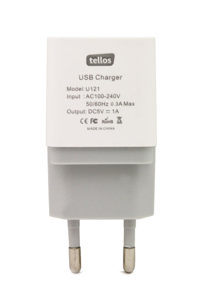 Įkroviklis Tellos su USB jungtimi U121 (1A)