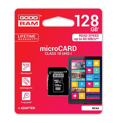 Atminties korta Goodram microSD 128Gb (class 10) + SD adapter