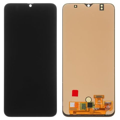 Ekranas Samsung A505 A50 su lietimui jautriu stikliuku juodas OLED (real size)