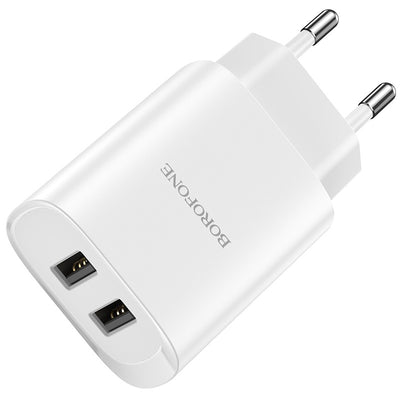 Įkroviklis Borofone BN2 2xUSB 2.1A, baltas