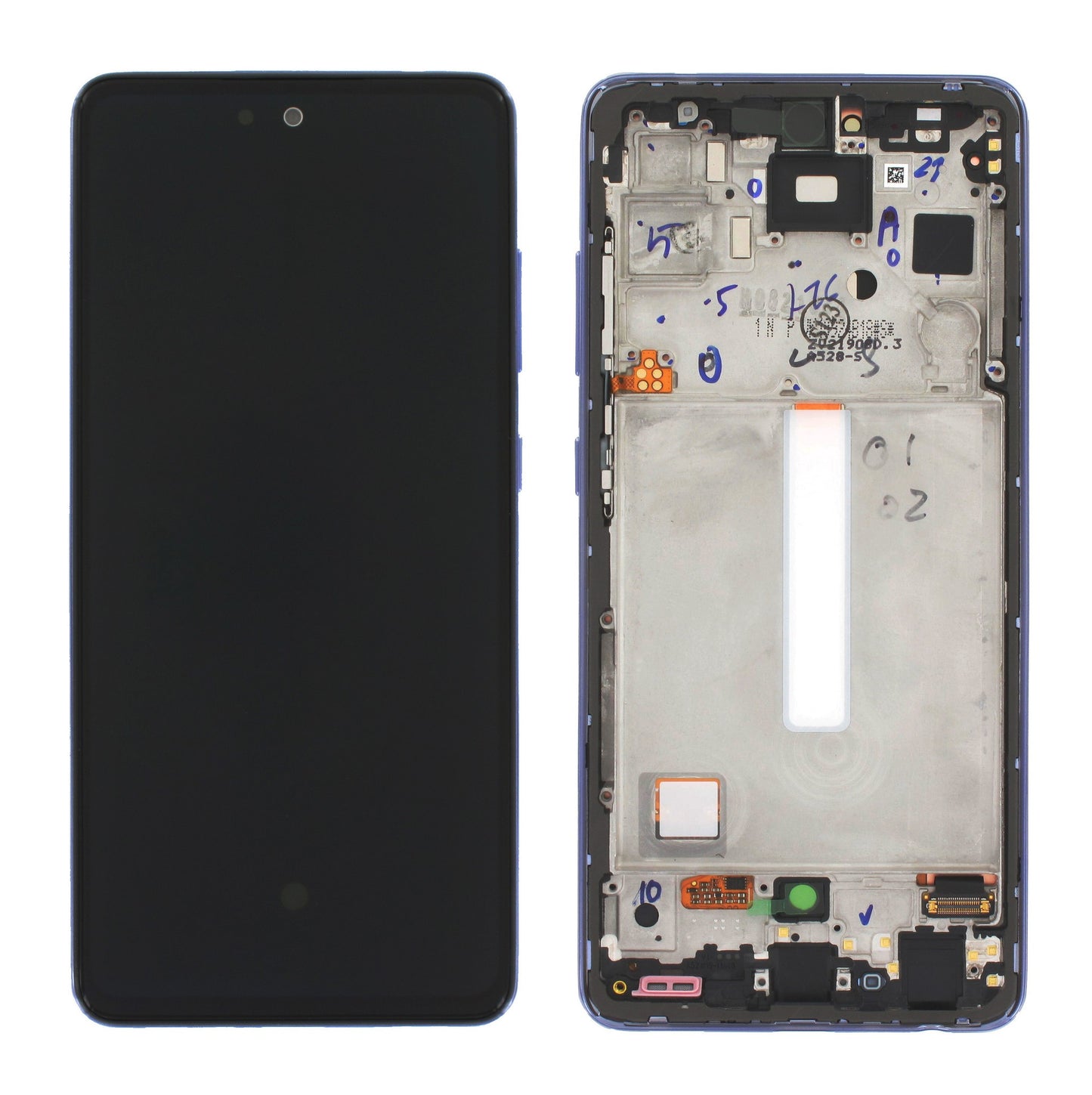 Ekranas Samsung A525 A52 4G/A526 A52 5G su lietimui jautriu stikliuku ir rėmeliu originalus Awesome Violet (service pack)