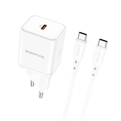 Įkroviklis Borofone BN6 Type-C PD+QC3.0 20W + Type-C, baltas