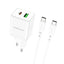 Įkroviklis Borofone BN7 Type-C 20W/USB-A 18W PD20W+QC3.0 + Type-C baltas