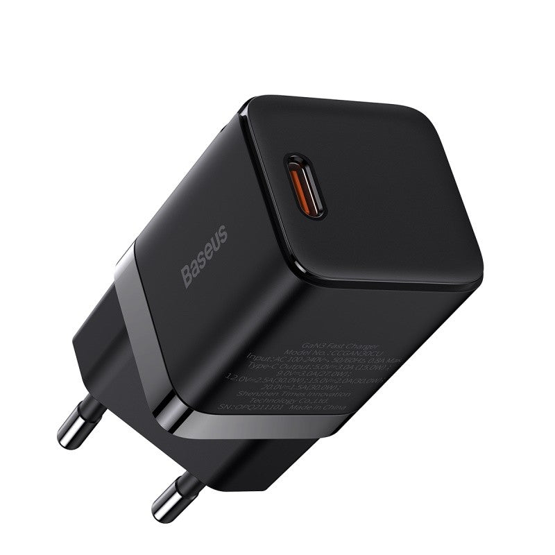 Įkroviklis Baseus GaN3 1C 30W juodas CCGN010101