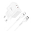 Įkroviklis Hoco N29 PD35W su dviem Type-C jungtimis + Lightning baltas