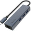 USB šakotuvas Devia Leopard iš Type-C į USB 3.1 + USB3.0*4 pilkas