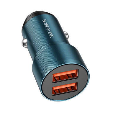Automobilinis įkroviklis Borofone BZ19 Wisdom Dual Port mėlynas