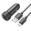 Automobilinis įkroviklis Hoco Z49 2xUSB-A + Type-C juodas