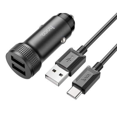 Automobilinis įkroviklis Hoco Z49 2xUSB-A + Type-C juodas