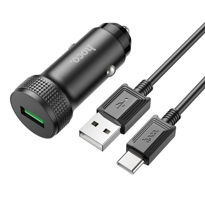 Automobilinis įkroviklis Hoco Z49A QC3.0 18W + Type-C juodas
