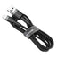 USB kabelis Baseus Cafule USB-A to Lightning 2.4A 1.0m pilkas-juodas CALKLF-BG1