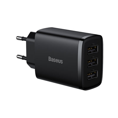 Įkroviklis Baseus Compact Charger 3U 17W 3xUSB juodas CCXJ020101