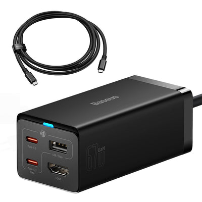 Įkroviklis Baseus GaN5 Pro 2xType-C/USB/HDMI 67W juodas CCGP110201