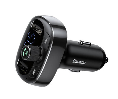 Transmiteris Baseus T-Typed S-09 Bluetooth MP3 grotuvas/FM bangų moduliatorius (laisvų rankų įranga,microSD,LCD,2xUSB Quick Charge 3.4A įkroviklis) CCALL-TM01