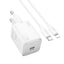 Įkroviklis Hoco N40 USB-C PD20W + USB-C to USB-C 1.0m baltas