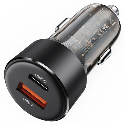 Automobilinis įkroviklis Acefast B12 60W USB-C/USB-A juodas