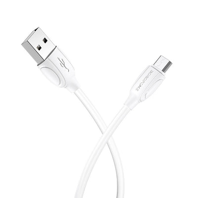 USB kabelis Borofone BX19 USB-A to MicroUSB 1.0m baltas