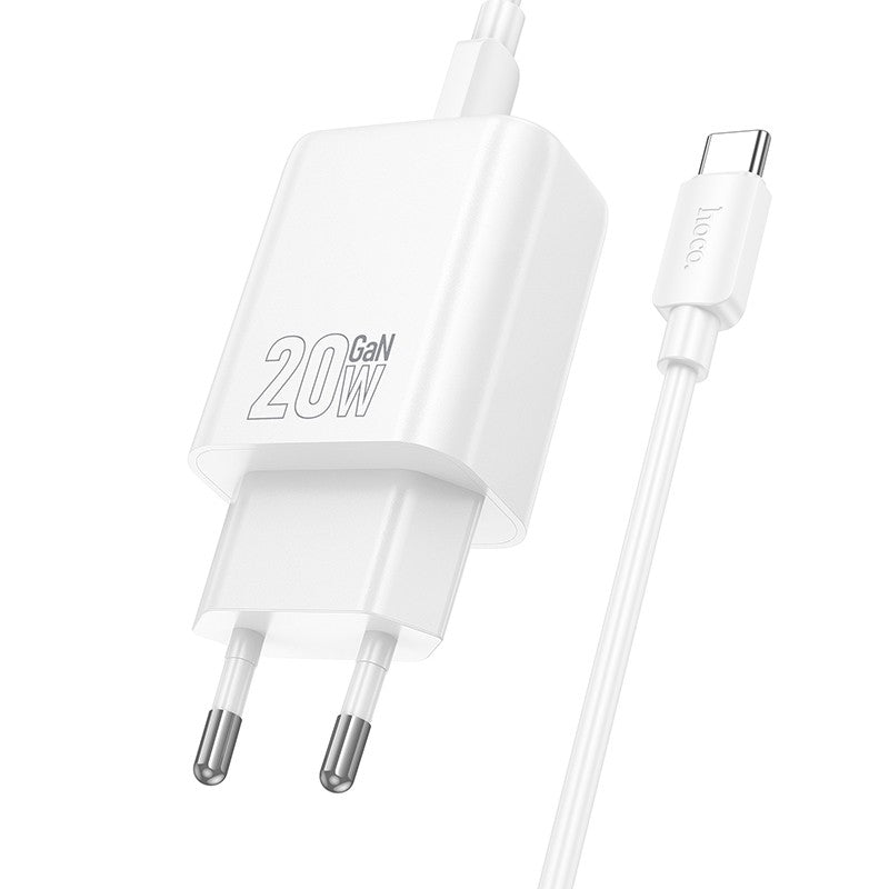 Įkroviklis Hoco N60 20W GaN USB-C + USB-C to USB-C cable 1.0m baltas