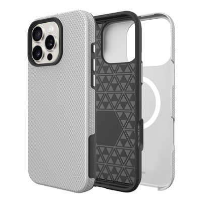 Dėklas Perfectionists Triangle Mag Case Apple iPhone 16 Pro sidabrinis