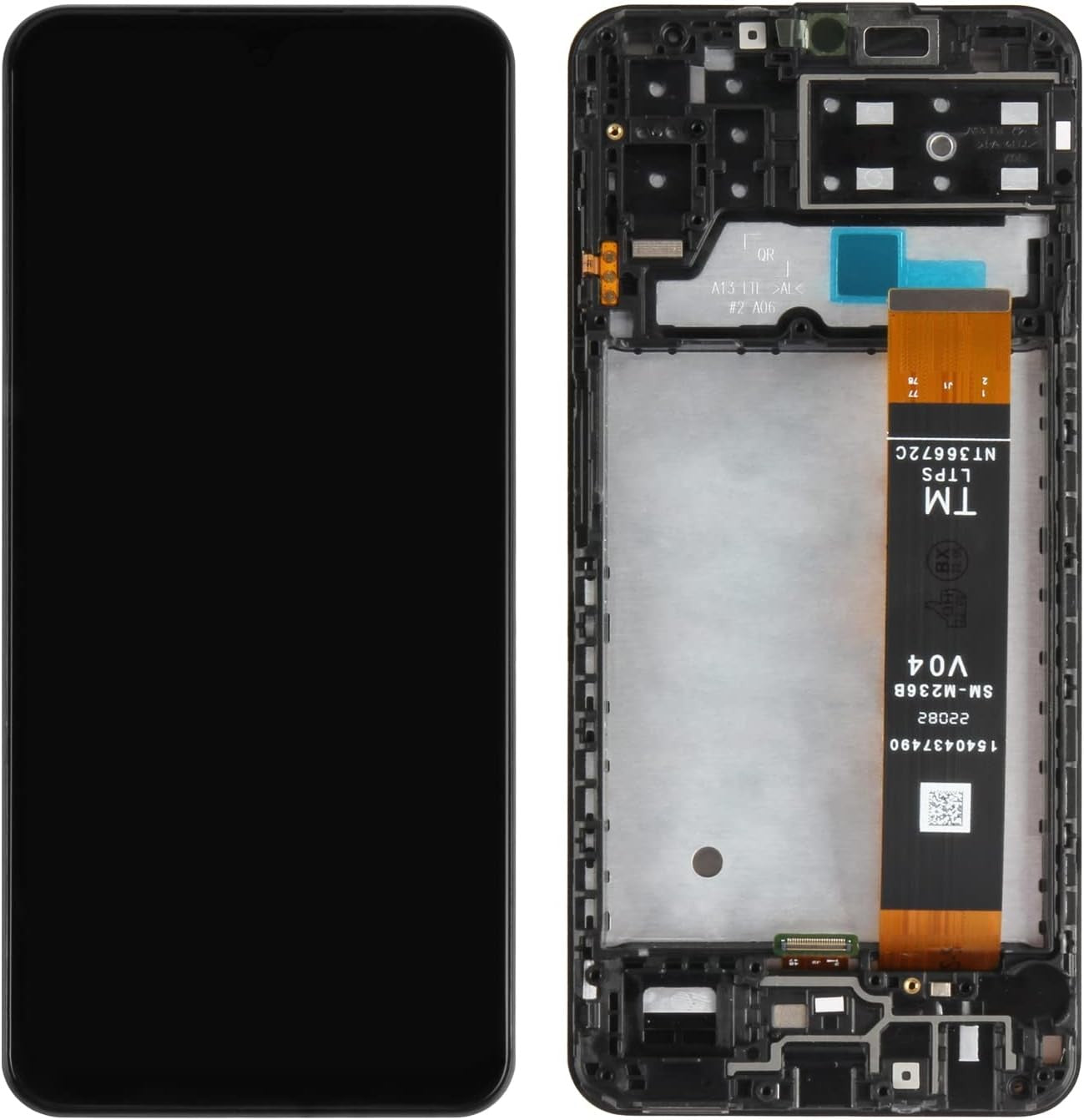 Ekranas Samsung A137 A13 2022 su lietimui jautriu stikliuku su rėmeliu juodas ORG