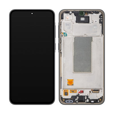 Ekranas Samsung A366 A36 5G su lietimui jautriu stikliuku ir rėmeliu originalus Black (service pack)