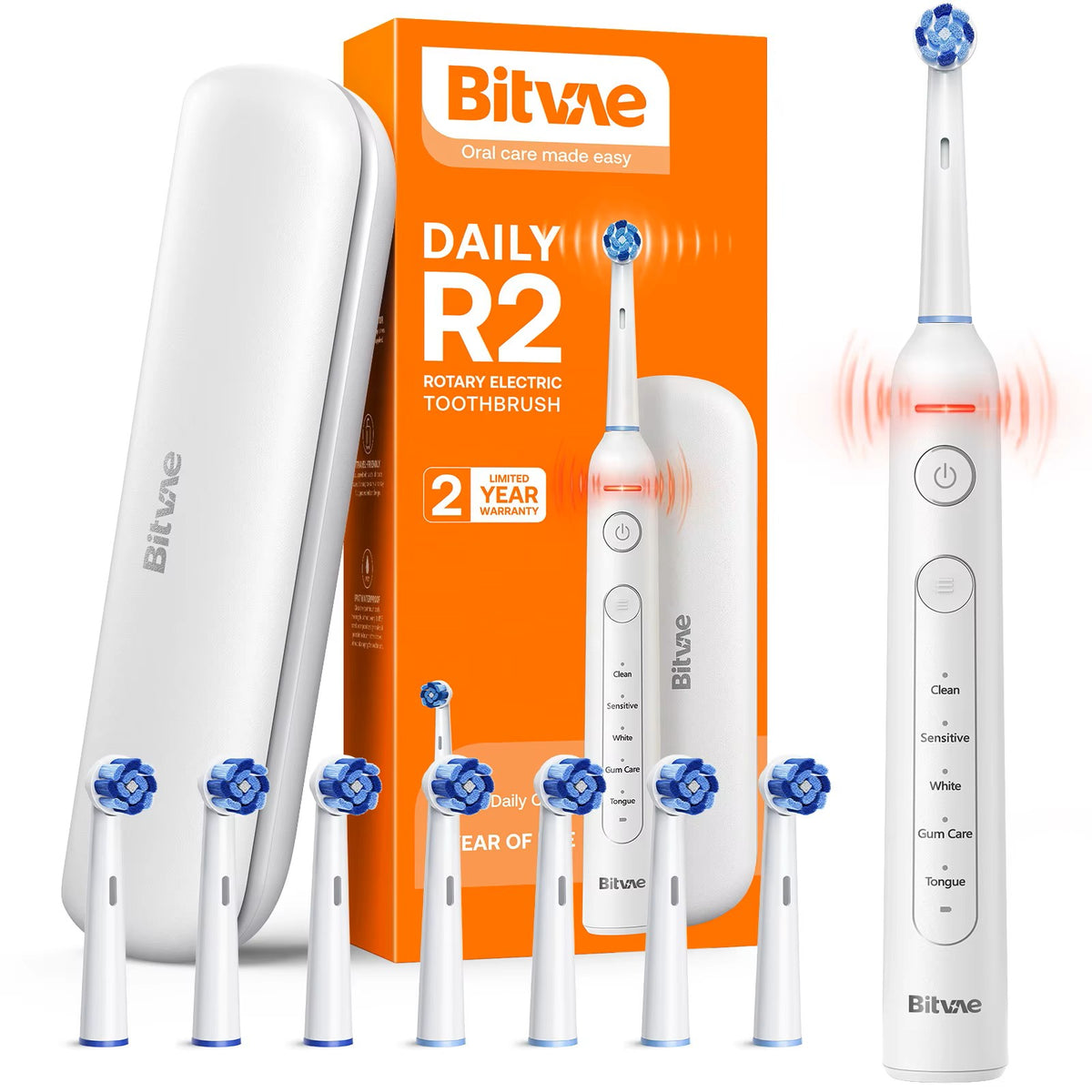 Elektrinis dantų šepetėlis Bitvae R2 baltas