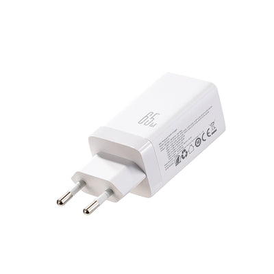 Įkroviklis Joyroom JR-TG10 GaN 65W 2xUSB-C/USB-A + USB-C to USB-C 100W 1.2m cable baltas